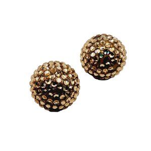 Vintage Signed Bellini by Formart Rhinestone 80s Epoxy Earrings (A1297)